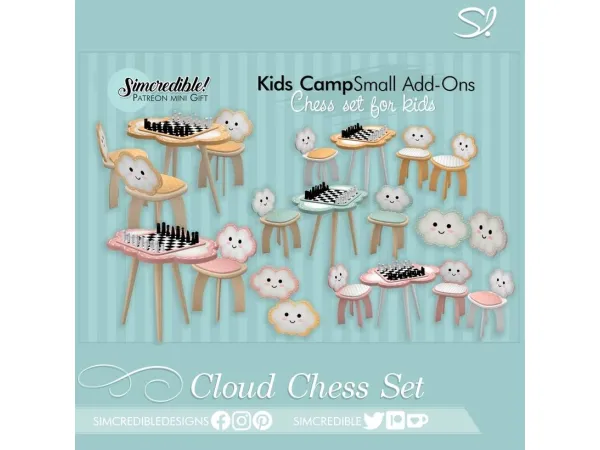 Alpha Cloud chess set for kids u2656 - The Sims 4 Custom Content