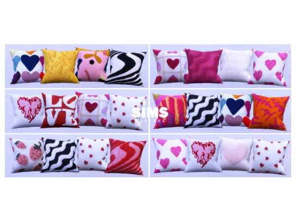 Alpha Barbara Sims Colorful Retro Love Boho Pillow Collection - The Sims 4 Custom Content