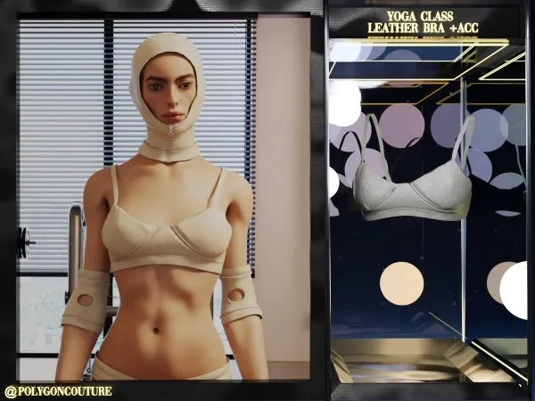 Maxis Match Yoga class Leather bra acc - The Sims 4 Custom Content