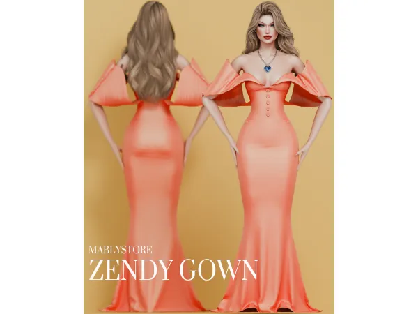 Alpha ZENDY GOWN AND N S2 by Mably - The Sims 4 Custom Content