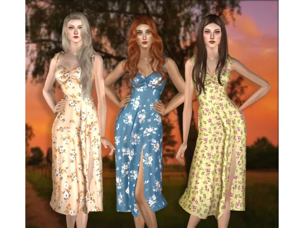 fakebloood 4t2 GorillaX3 Shoulder Tie Dress - The Sims 2 Custom Content