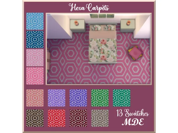 Alpha Hexa Carpets by MDEMDE - The Sims 4 Custom Content