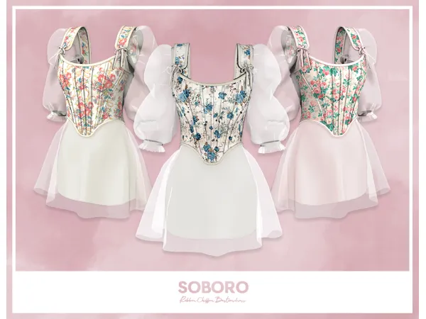 Ribbon chiffon bustier dress by soboro