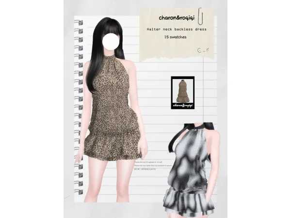 Maxis Match [charonroqiqi] Halter neck backless dress - The Sims 4 Custom Content