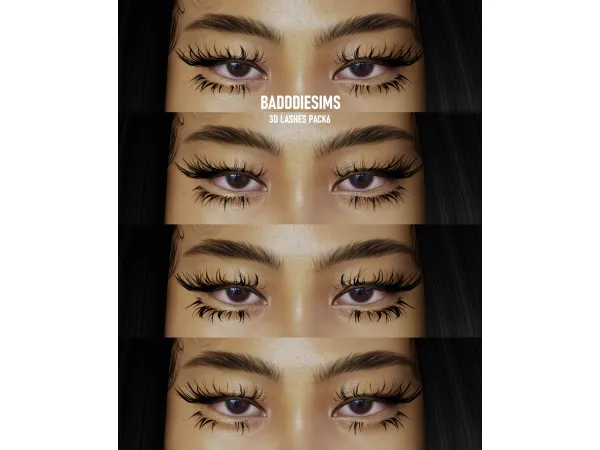 Alpha 3D LASHES PACK6 by BadddieSims - The Sims 4 Custom Content