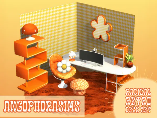Maxis Match Radical Retro Desk Set by angophorasims - The Sims 4 Custom Content