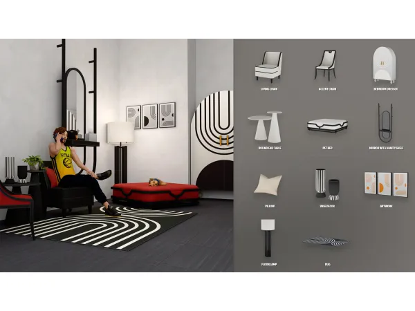 Maxis Match Curves Modern Bedroom Part 2 by Modco Studios - The Sims 4 Custom Content