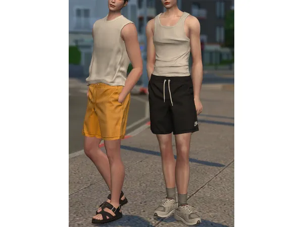 Maxis Match [Noru] am Tank Top 01 Casual Shorts 02 - The Sims 4 Custom Content