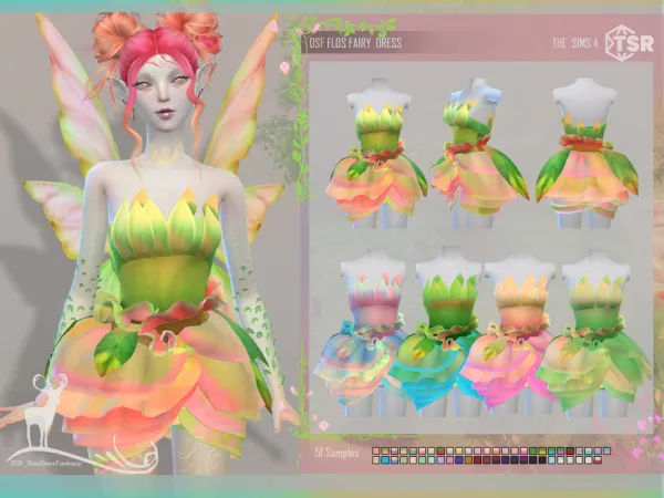 Alpha FLOS FAIRY DRESS by DanSimsFantasy - The Sims 4 Custom Content