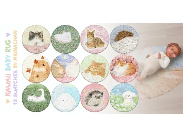 Alpha Kawaii Baby Rug by miunachan_sims4 - The Sims 4 Custom Content