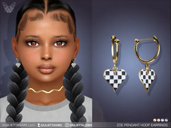 Alpha Zoe Pendant Hoop Earrings Kids - The Sims 4 Custom Content