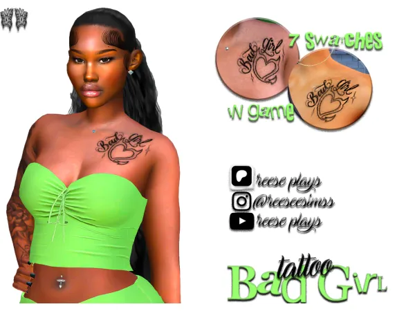 Mix Bad Girl Tattoo by Reeseplays - The Sims 4 Custom Content