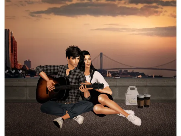 Sims 2 Mix Poses CC: Guitar couple - posebox by illary