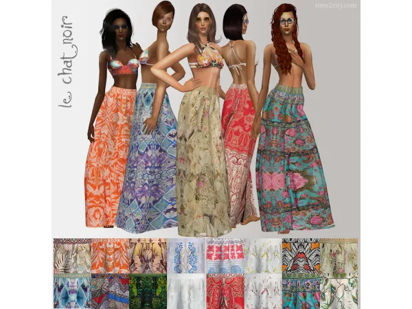 The kiss of sun maxi skirt by lechatnoirhouse - The Sims 2 Custom Content