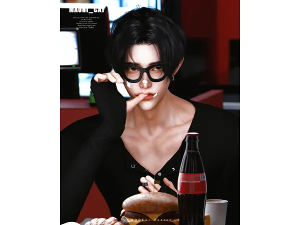 Alpha Thick framed Glasses by Maonicat - The Sims 4 Custom Content