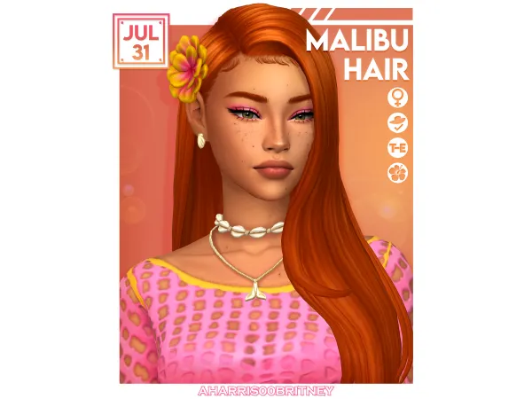 Maxis Match Malibu Hair by aharris00britney - The Sims 4 Custom Content
