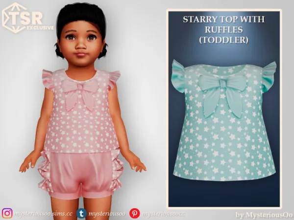 Maxis Match Starry top with ruffles Toddler by MysteriousOo - The Sims 4 Custom Content