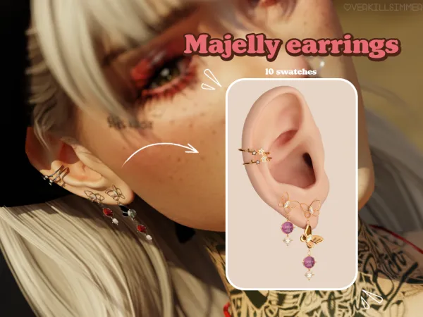 Alpha Majelly earrings - The Sims 4 Custom Content