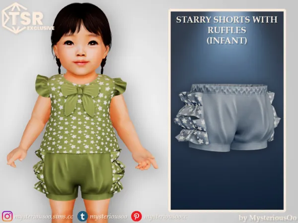 Maxis Match Starry shorts with ruffles Infant by MysteriousOo - The Sims 4 Custom Content
