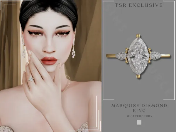 Alpha Marquise Diamond Ring - The Sims 4 Custom Content
