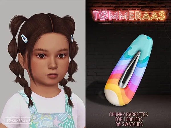 Mix Tu00d8MMERAAS Chunky Barrettes for Toddlers - The Sims 4 Custom Content