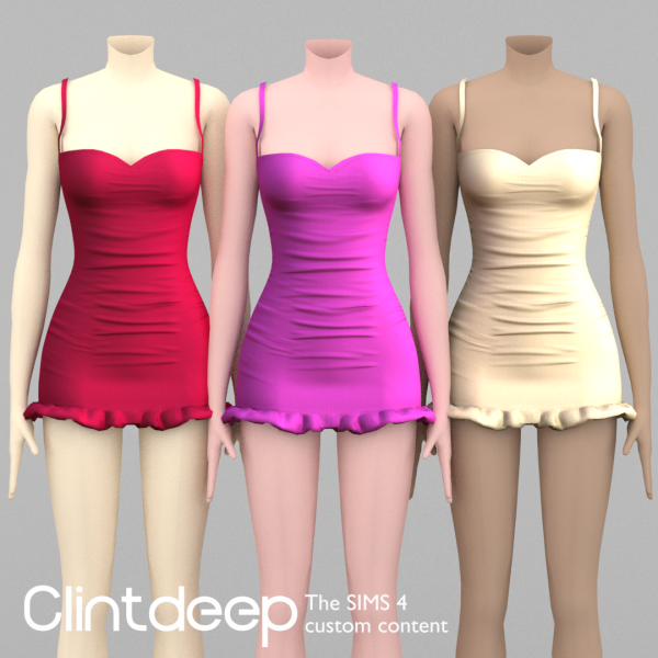 Maxis Match Clintdeep Evelyn Ruffle Mini Dress by simsfinds - The Sims 4 Custom Content