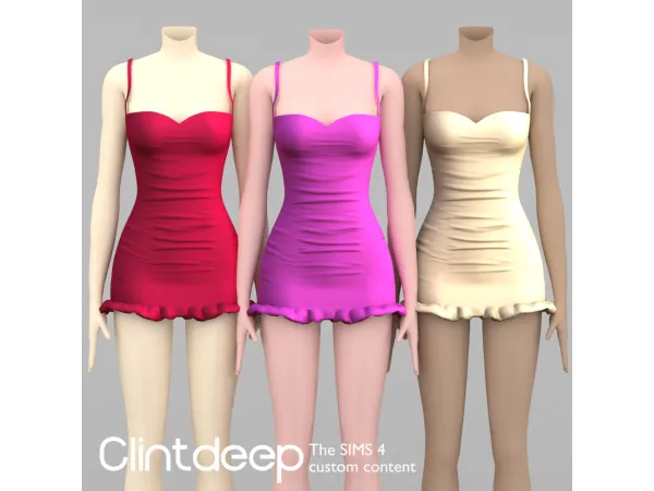 Maxis Match Clintdeep Evelyn Ruffle Mini Dress - The Sims 4 Custom Content