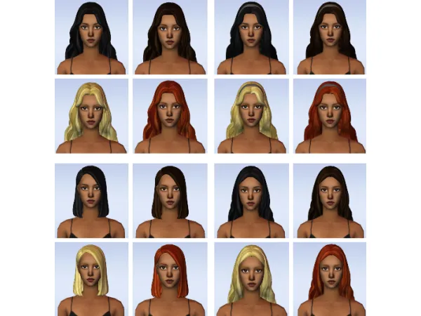 6 clay hairs in remi colors and maxis textures caliente by dina - The Sims 2 Custom Content