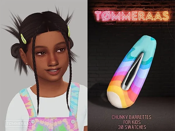 Mix Tu00d8MMERAAS Chunky Barrettes for Kids - The Sims 4 Custom Content