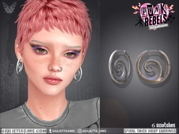 Alpha Thick Spiral Hoop Earrings - The Sims 4 Custom Content
