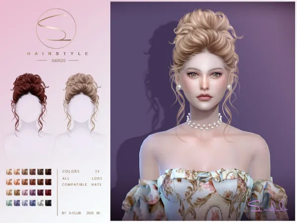 Alpha S Club_040725_Classical updo hairstyle Club by S - The Sims 4 Custom Content