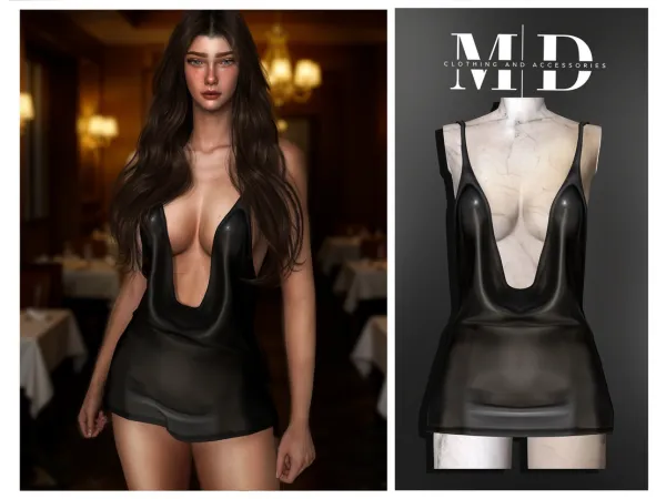Alpha short sexy dress with neckline - The Sims 4 Custom Content