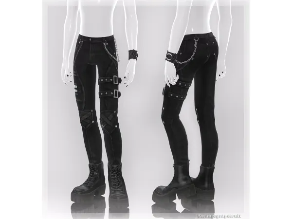 Maxis Match Strapped Leather Pants by strangegrapefruit - The Sims 4 Custom Content