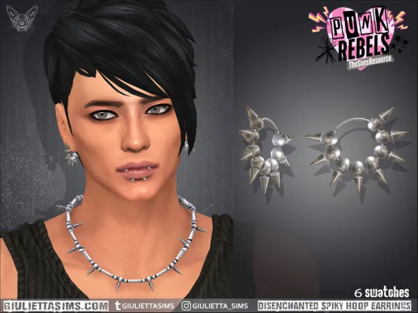 Alpha Disenchanted Spiky Hoop Earrings - The Sims 4 Custom Content