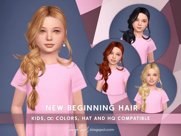 Alpha New Beginning Hair Kids - The Sims 4 Custom Content
