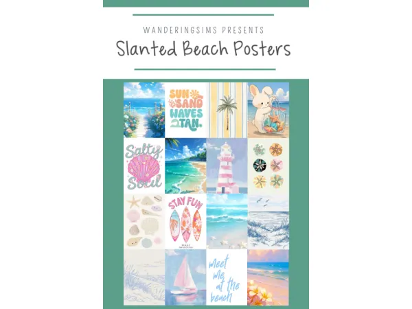 Introducing Slanted Square Beach Posters by wanderingsimsfinds - The Sims 3 Custom Content