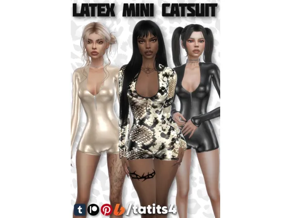 Alpha Latex mini catsuit by tatits4 - The Sims 4 Custom Content