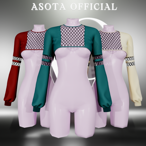 Alpha [ASOTA OFFICIAL] Adele Crop Top Sweatshirt by asotaofficial - The Sims 4 Custom Content
