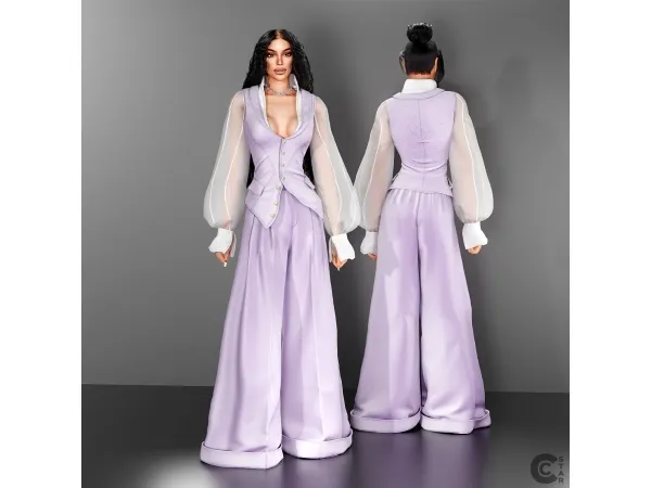 Alpha Sheer shirt paired with a sleeveless waistcoat cool_content_star - The Sims 4 Custom Content