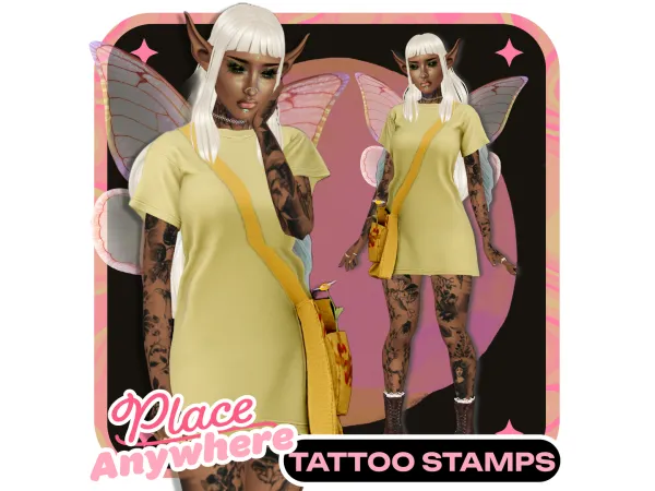 Mix PLACE ANYWHERE TATTOO STAMP SET [FAIRIES] by angophorasims - The Sims 4 Custom Content