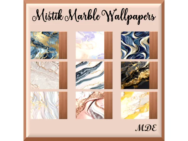 Mix Mistik Marble Wallpapers by MDEMDE - The Sims 4 Custom Content