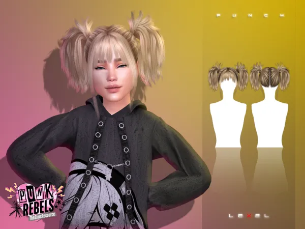 Alpha LEXEL Punch (child hairstyle) - The Sims 4 Custom Content