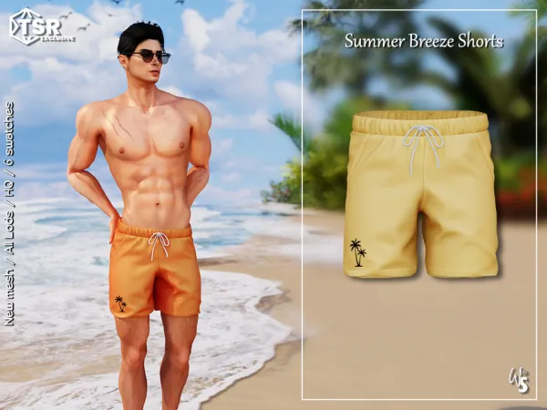 Alpha Summer Breeze shorts for men - The Sims 4 Custom Content