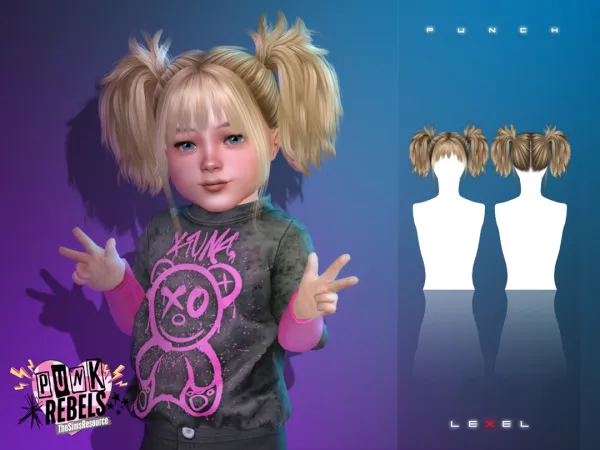Alpha LEXEL Punch (toddler hairstyle) - The Sims 4 Custom Content