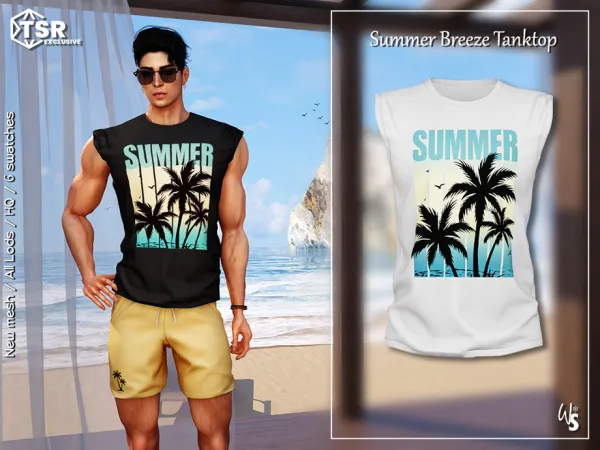 Alpha SummerBreeze Tanktop for men - The Sims 4 Custom Content