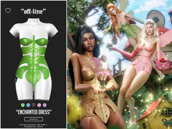 Alpha off line enchanted dress sample - The Sims 4 custom content