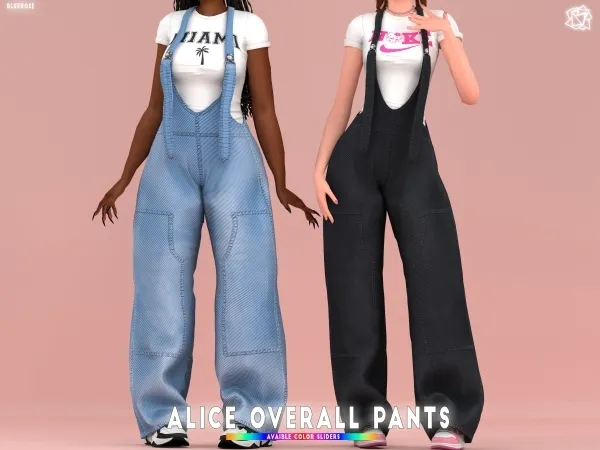 Mix Alice Denim Overall Pants bluerosesims - The Sims 4 Custom Content