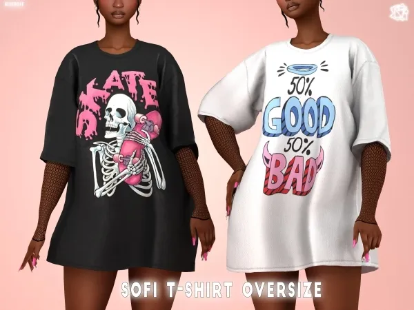Mix Sofi T shirt Oversize bluerosesims - The Sims 4 Custom Content