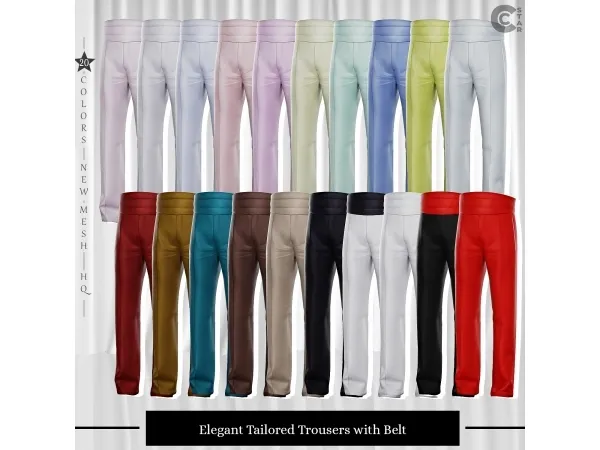 Alpha Elegant tailored trousers with belt cool_content_star - The Sims 4 Custom Content