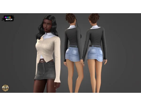 Maxis Match Maya Set Jacket With Shirt by Modco Studios - The Sims 4 Custom Content